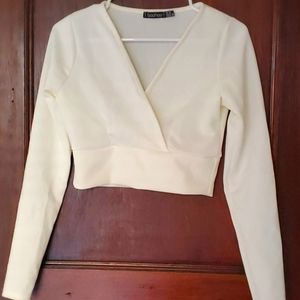 Boohoo white crop top